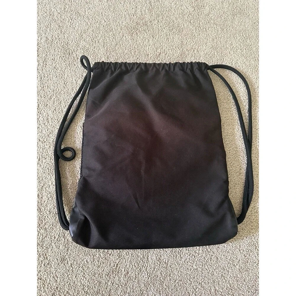 Adidas Black Cinch Bag Drawstring Backpack Gym Sports Workout Bag Zipper Pocket